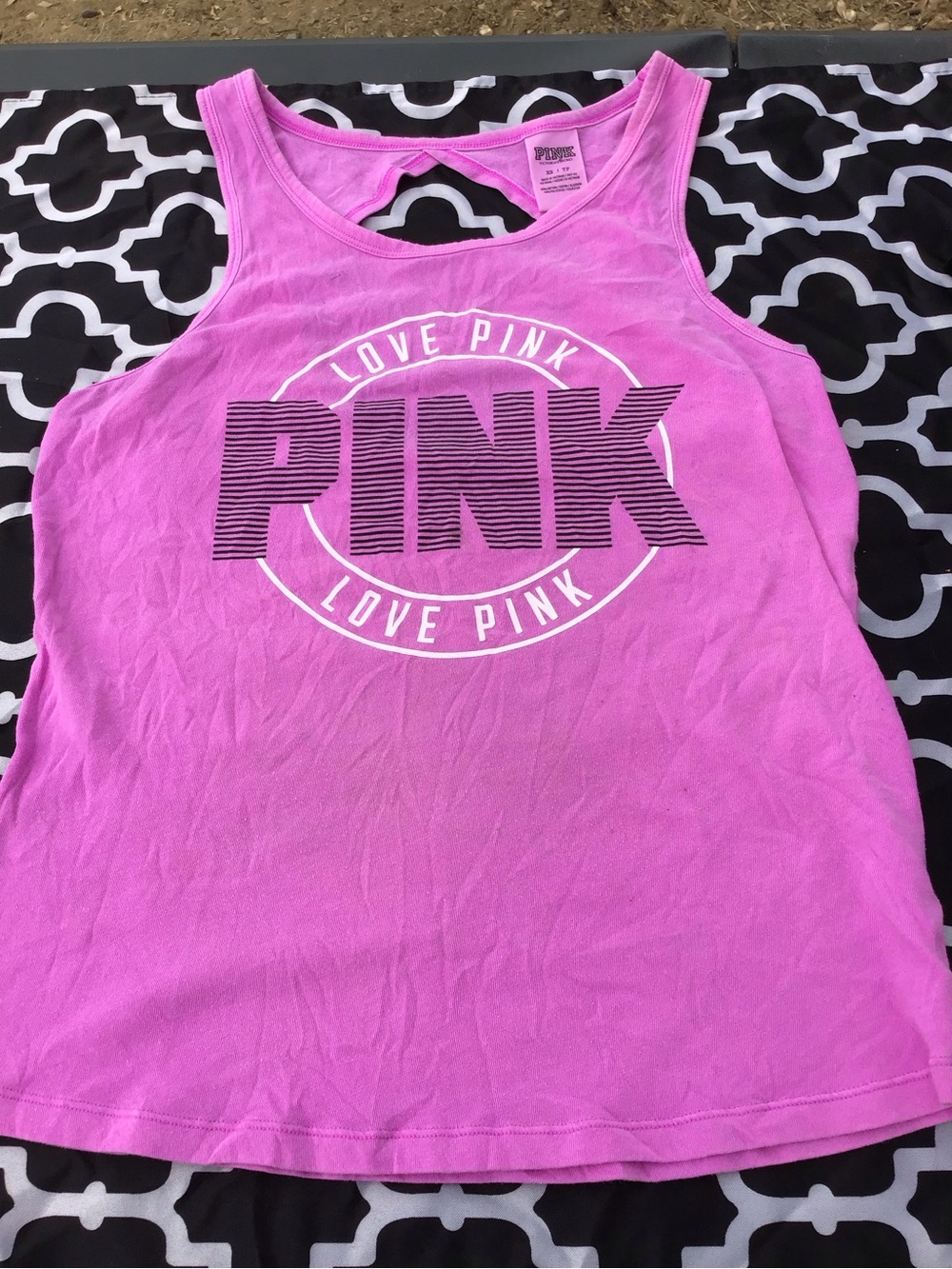PINK Victoria's Secret Hot Pink Graphic Racerback Tank
